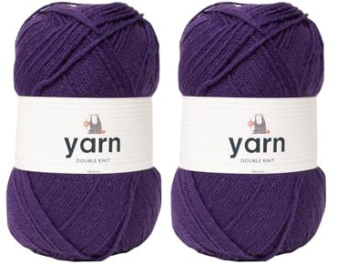 Korbond Yarn - Purple - 2 x 100g Acrylic Wool - Lightweight, Hypoallergenic & Durable Double Knit Crochet Yarn Knitting Wool