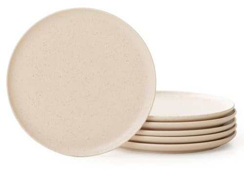WENSHUO Dinner Plates Set of 6, Chip and Scratch Resistant (Oat Beige, 10.5 Inch)