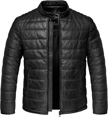 Amaci&Sons Echtleder Jacke Herren Bomber Puffer Lederjacke 9112