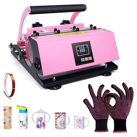 Heat Press Machine for Glasses, Mug Press with Auto Timer, Digital Temperature and Time Setting, Uniform Heating for 11 to 30 Sublimation Tumblers, Mugs and Tumblers