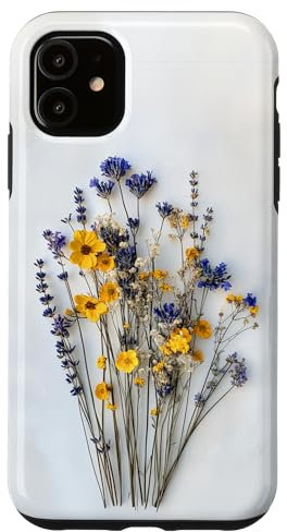 Boho Aesthetic Mixed Flowers Bouquet Pressed Flower Case for iPhone 11