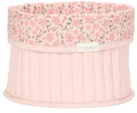 Little Dutch Wickeltischkörbchen Körbchen Korb Utensilo Organizer für den Wickeltisch Baby wendbar Rund klein Fairy Floral rosa - Fairy Garden
