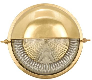 Wandlampe außen Messing massiv Glas E27 IP64 D: 17,5 cm rund Maritim rostfrei Außenleuchte Wand Balkon Lampe Feuchtraumleuchte Kellerlampe