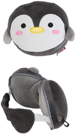 2 in 1 Reisekissen mit Augenmaske - Niedliches Tierstil Mehrzweckkissen Set, Faltbares Weiches Mini Kissen Augenmaske für Büro, Flugzeug, Zug oder Auto (Pinguin)