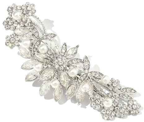 Hapibuy Crystal Rhinestone Pearl Silver Wedding Hair Accessories Bridal Hair Pins Bridal Headpiece