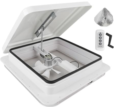 Ventilateur de Toit pour Camping-car de 35,6 Cm, Ventilateur D'échappement Réversible avec Télécommande et écran, Ventilateur de Plafond, Ventilateur D'échappement à Faible Bruit