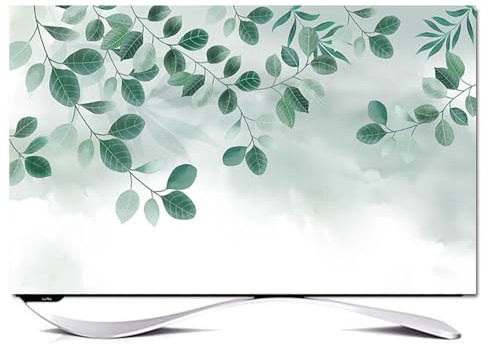 Hixingo Cubierta Antipolvo para TV Universal Funda para Televisor Elástico Protector para Smart TV Cubierta de Televisión Pantalla de Funda para 32 a 80 Pulgadas (58-60(140x85cm),Hoja)