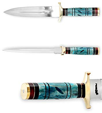 Perkin Jagdmesser mit Lederscheide, Feststehende Klinge, Outdoor Messer