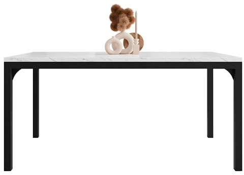Mirjan24 Couchtisch Mekiosa, Rechteckige Form, Gestell aus Stahl, Kaffeetisch, Wohnzimmertische, Beistelltisch, Sofatisch, Teetisch (Schwarz/Bianco Marmor)