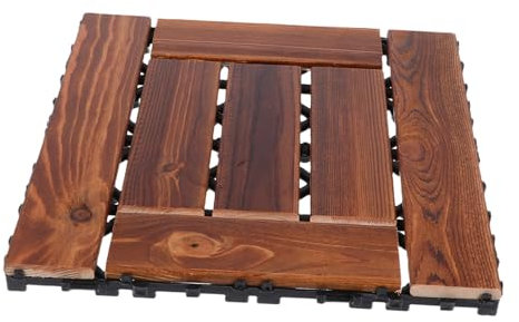 Veemoon Suelo de Madera para Jardín Patio y Uso Interior Exterior Acabado Madera Natural y Diseño