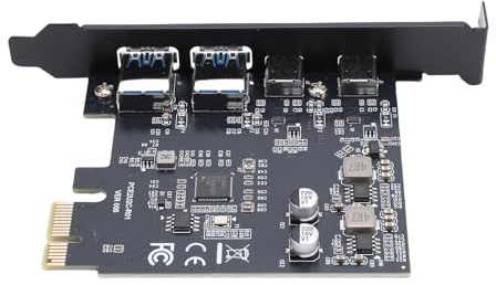 Sxhlseller USB 3.2 Erweiterungskarte, PCI-E 1X zu 4 Ports Adapter mit 2 USB-A und 2 Type-C 5 Gbit/s, Plug-and-Play Controllerkarte für Desktop PC