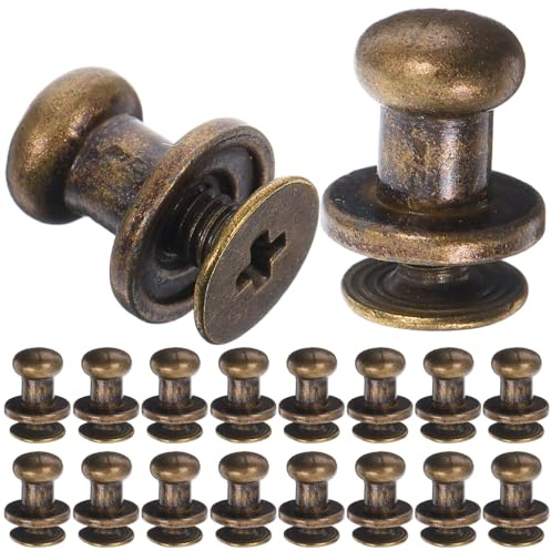 Anneome 20pcs Mini Brass Drawer Pulls Antique Cabinet Knobs with Screws for Cabinet Doors Dresser Drawers Trinket Boxes Dollhouse Furniture Easy Install Hardware