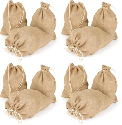 La Cordeline 3 Sacs Toile Jute 30x35 cm Cordon, Sac stockage Conservation Pomme de terre, Sac récolte, Noix (Lot de 4)