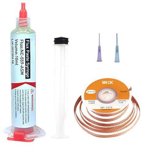 ROKZELT 5 Pezzi Flussante per Saldatura a Stagno, No-Clean Flux Saldatura Liquido, Stagno per Saldare, Filo di Saldatura a Nucleo di Colofonia, Adatto per Acciaio Inossidabile, PCB, Elettronica, 10ml