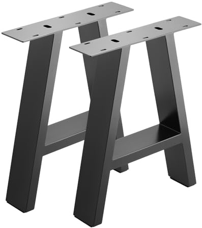 SOTECH 2 Stück Bankuntergestelle A-Frame Höhe: 400 mm Tiefe: 320 mm | Stahl schwarz bis 200 kg Belastbarkeit pro Paar Bankgestelle inkl. Bodenschutz für empfindliche Böden
