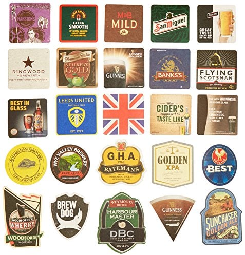Pub Paraphenalia Lot de 25 dessous de verres de bière traditionnels multicolores