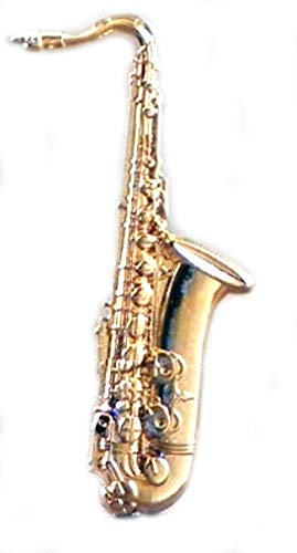 Brosche Motiv Jazz-Saxophon, Metall/Emaille (vergoldet)