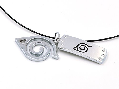 CoolChange Collar Naruto con placas Konohagakure y Akatsuki, Plástico, sin piedra, Plástico, sin piedra