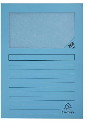 Exacompta - Ref 50162E - Cartelline con finestrella, dimensioni 220 x 310 mm, adatte per contenere documenti A4, carta da 160 g/m², finestra trasparente per la visualizzazione dei documenti, blu