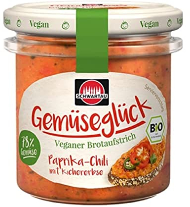 Schwartau Gemüseglück Paprika-Chili mit Kichererbse, veganer Bio Gemüseaufstrich, 135 g