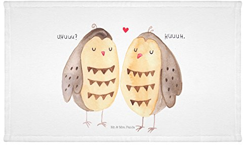 Mr. & Mrs. Panda Gäste Handtuch Eulen Liebe - Geschenk, Hochzeit Spruch, Frottier, Sport Handtuch, Reisehandtuch, Kinder Handtuch, Gästetuch, Eule