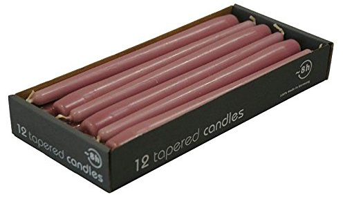 Kurze Spitzkerzen - Antik Rosa - Länge 25cm / Ø 2,3cm - 12 Stück im Pack - Hohe Brenndauer (8 Stunden) & Einwandfreies Brennverhalten - Altarkerzen/Leuchterkerzen