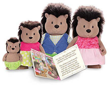 Li'l Woodzeez - McBristly Porcupine Family - Ensemble de jouets 5 pièces avec figurines d'animaux miniatures et livre d'histoires - Jouets et accessoires pour animaux pour les enfants de 3 ans et plus