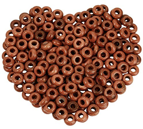 mookaitedecor Crystal Large Hole Stones Beads for Jewellery Making | 20pcs Gold Sandstone Loose Beads, Handmade Crystal Stone Beads, Macrame DIY Projects Rondelle, 14m