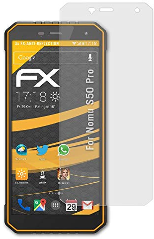 atFoliX Panzerfolie kompatibel mit Nomu S50 Pro Schutzfolie, entspiegelnde und stoßdämpfende FX Folie (3X)