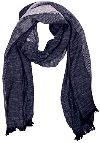 Bovari Herren Schal – Baumwolle Viskose Mix – mehrfarbiger Streifen Schal - Ganzjahresschal – soft/weich (Blau)