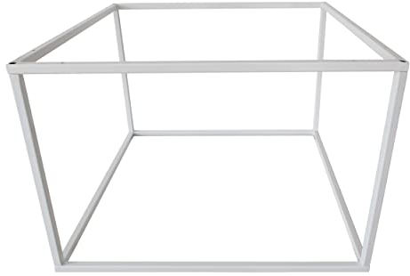 Natural Goods Berlin 1x Couchtisch Cube | Beistelltisch aus Metall & Holz | Sofa Kaffeetisch modern Sessel Laptoptisch Würfel | Industrie Design | Nachttisch Loft (ohne Tischplatte, Weiß)