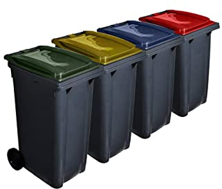 JARDIN202 - Contenedor de basura reciclables Ecodiseño 120L 2 ruedas | 120 L (TAPA VERDE)