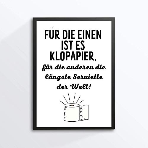 Kunstdruck Din A4 - Lustiger Spruch - Längste Serviette - Klopapier Rolle Badezimmer Gäste WC Toilette Klo Druck Poster Bild - ohne Rahmen