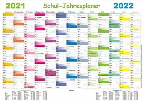 Schul-Jahresplaner 2021/2022: Wandplaner 32 x 46 cm, glänzend, Poster 300g