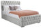 Bedology Upholstered Velvet Bed Frame and Headboard | Ottoman Gas Lift Up Option With Storage (Silver Plush, Double)