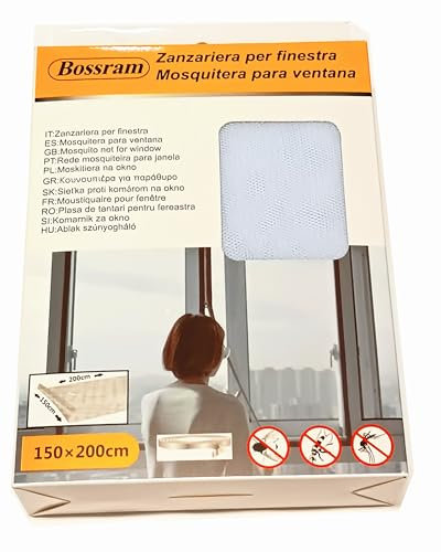 Herran Zanzariera Per Finestra 150 X 200 cm Colore Bianco, Regolabile, Ritagliabile