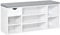 HOMCOM Shoe Bench with Seat Cushion Shoe Storage Cabinet with 7 Compartments Drawer Adjustable Shelves for Entryway Hallway Living Room, White