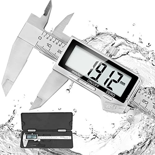 Messschieber Digitale 0-150mm/0-6 Zoll, Hochpräzise Edelstahl Schieblehre IP54 Wasserdicht Elektronischer Digitaler Schieblehre Messschieber für Innen Außen&Stufen Messung (Großer LED-Bildschirm)