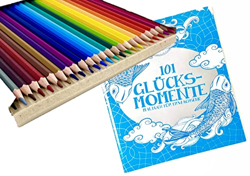 Minis Kreativ Set di matite colorate con 24 matite colorate in barattolo di latta + temperamatite DUO, colori perfetti, libro gratuito, 101 momenti di felicità, adatto per artisti, bambini e adulti