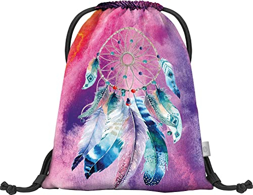 Baagl Turnbeutel für Mädchen und Damen, Schuhbeutel, Schule und Kindergarten Sportbeutel, Sportsack (Traumfänger Pink)