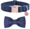 DOGWONG Hundehalsband mit Abnehmbarer Fliege, Blau Haustierhalsband Hundefliege Geschenk für Mädchen oder Jungen Hunde, Bequeme verstellbares Hundehalsband für kleine mittelgroße Hunde
