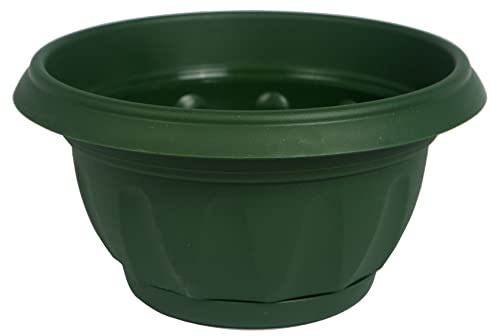 Übertopf mit Wasserreservoir, runder Topf mit Wasserspeicher, Blumentopf (40 cm, grün)
