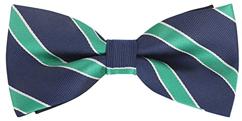 WANYING Noeud Papillon Classique pour Homme Déjà Noué avec Fermeture à Crochet Réglable 12 * 6 cm Élégant Gentleman - À Rayures Bleu Foncé Vert