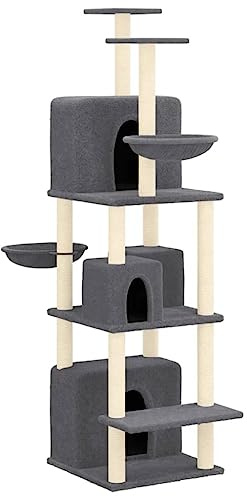 vidaXL Rascador para Gatos con Postes de sisal Gris Oscuro 180 cm