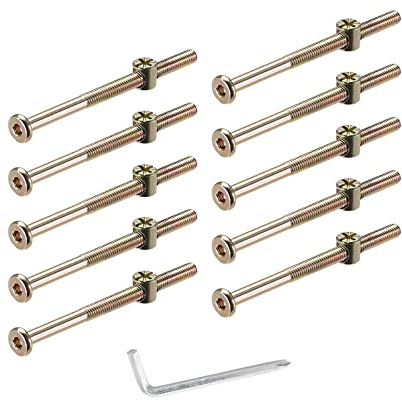 10 Stück M6 *80mm Zylindermuttern Schrauben Kit,Möbelverbinder Schrauben,M6*13 mm Barrel Muttern für Möbelbetten Kinderbetten Krippe und Stühle mit Schraubenschlüssel (M6*80mm)
