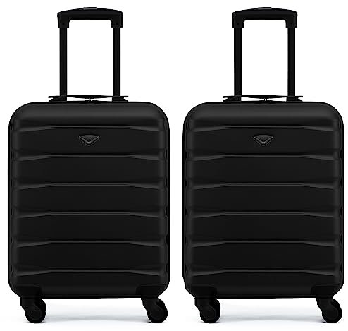 Flight Knight Case 2er-Pack Leichtes Starres ABS-Handgepack Mit 4 Radern, Zugelassen Fur Uber 100 Fluggesellschaften, Darunter Air France, Ryanair Und EasyJet, 55x35x20cm