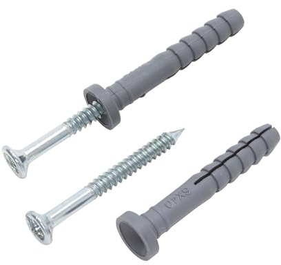 PROTEKTOR 100x Schlagdübel Kreuzschlitz 6mm x 40mm, Nageldübel, Set aus Dübel und Nägel, A1 Silber Trockenbau Schrauben, Montage Deckenprofile