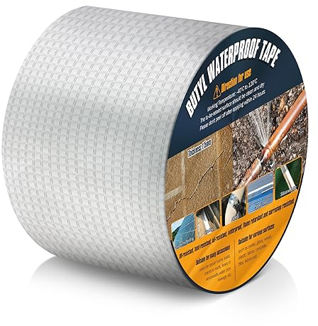 Spesh Butyl Flashing Tape, 100mm(W) x5m(L) Roof Felt Adhesive Waterproof Repair Tape Outdoor Use for Repairing Roof, Swimming Pools, PVC Pipes