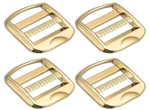 Uxcell Metal Ladder Buckle Slider Tri-Glider Metal Adjustable Buckles, 4pcs 32mm(1-1/4) Inner Width for Webbing Backpack Strap, Gold Tone