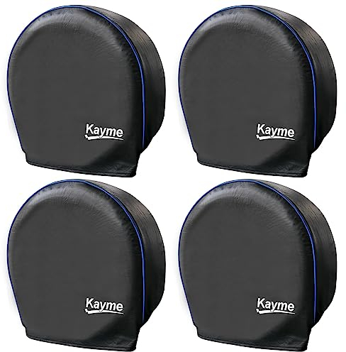 kayme Set 4 Di Per RV Copriruota Rotettivi Copertura Resistente Alle Intemperie, Anti-UV Per Pneumatici Copertura, Camper Copriruota Fodera Rivestimento in Lana di Cotone (Diametro 24-26 Pollici)